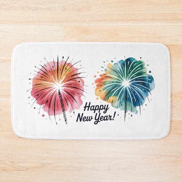 Item preview, Colorful Fireworks Happy New Year 2026 Watercolor Greeting Card Design designed and sold by FestivityFinds.