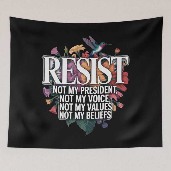 Item preview, Resist Statement Typography with Floral Art and Hummingbird designed and sold by flagylART.