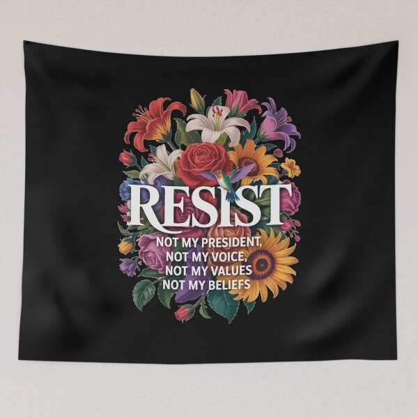 Item preview, Resist Statement Typography with Floral Art and Hummingbird designed and sold by flagylART.