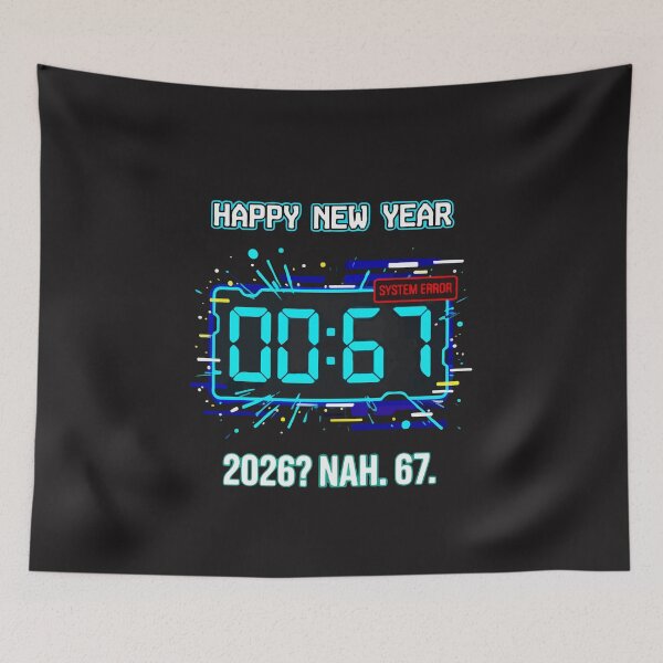 Item preview, Happy New Year 2026 Funny Clock System Error 6 7 Meme Design designed and sold by kiralynstration.