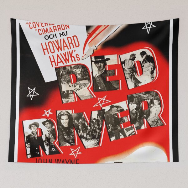 Item preview, Vintage Red River Film Poster | Howard Hawks Western Art | John Wayne & Montgomery Clift | Swedish Release designed and sold by artofuniverse.