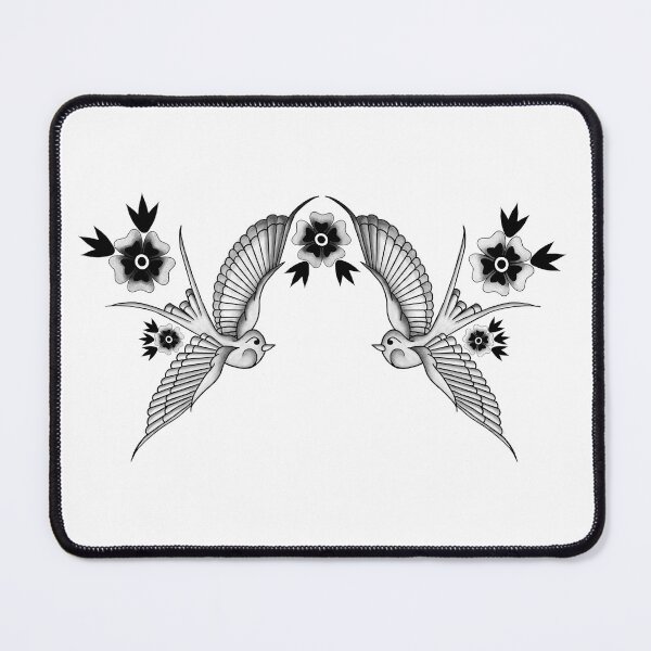 Item preview, Twin Swallows & Blossoms – American Traditional Flash designed and sold by catsdesignz.