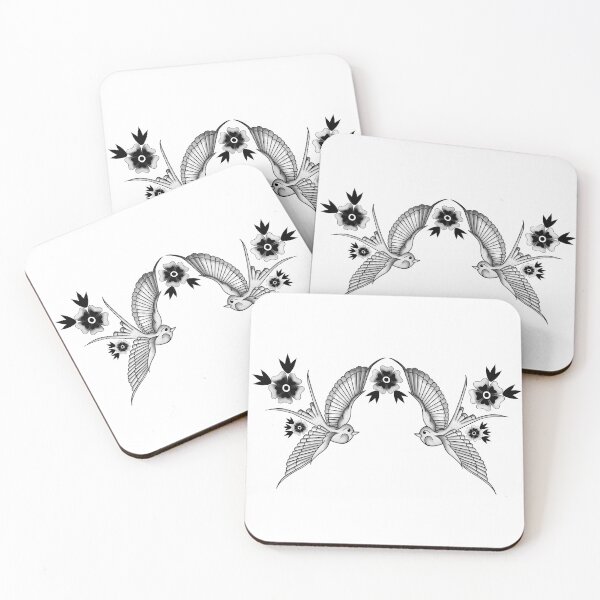 Item preview, Twin Swallows & Blossoms – American Traditional Flash designed and sold by catsdesignz.