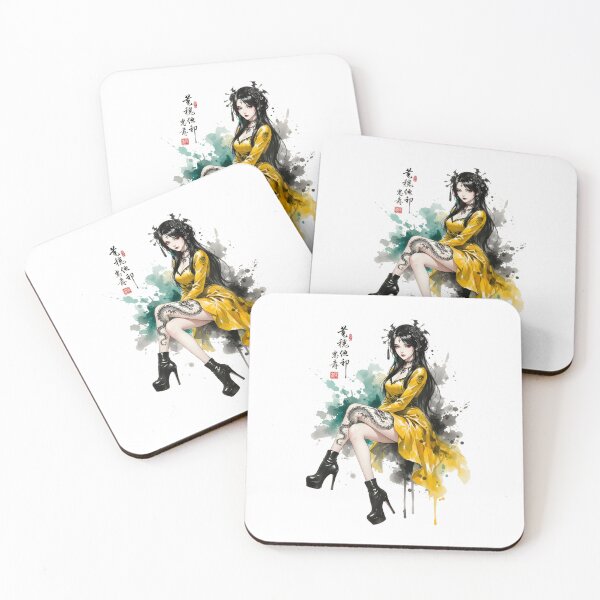 Item preview, Dragon Gothic Girl Anime Japanese Chinese Korean Ink Water-splash Sumi-E Art Desing  designed and sold by blacksealstudio.