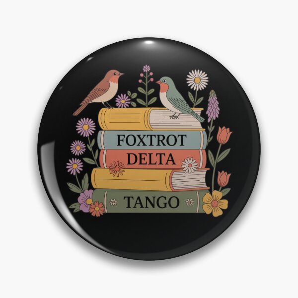 Item preview, Foxtrot Delta Tango Book Stack Illustration with Birds and Flowers designed and sold by flagylART.