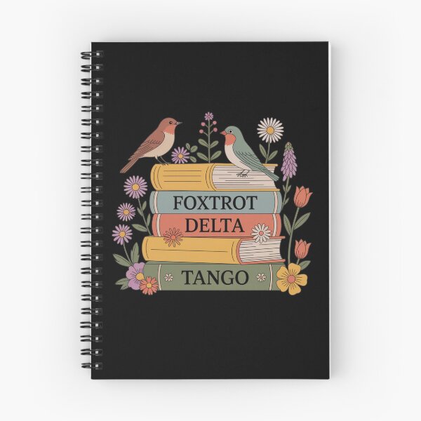Item preview, Foxtrot Delta Tango Book Stack Illustration with Birds and Flowers designed and sold by flagylART.