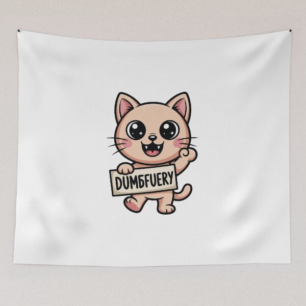 Item preview, Cute Cat Holding Dumbfuckery Sign – Funny Edgy Cartoon Illustration designed and sold by Dospart.