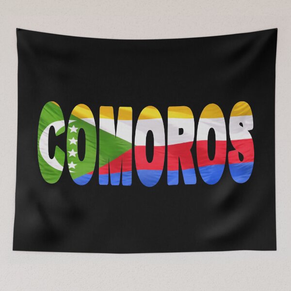 Item preview, COMOROS - Flag Flying in Wind cut to Letters Souvenir Sticker Shirt designed and sold by Adam Gormley.