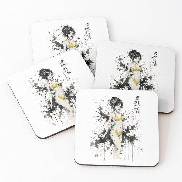 Item preview, Gothic Summer Girl Anime Japanese Chinese Korean Ink Water-splash Sumi-E Art Desing  designed and sold by blacksealstudio.