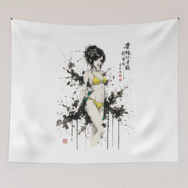 Item preview, Gothic Summer Girl Anime Japanese Chinese Korean Ink Water-splash Sumi-E Art Desing  designed and sold by blacksealstudio.