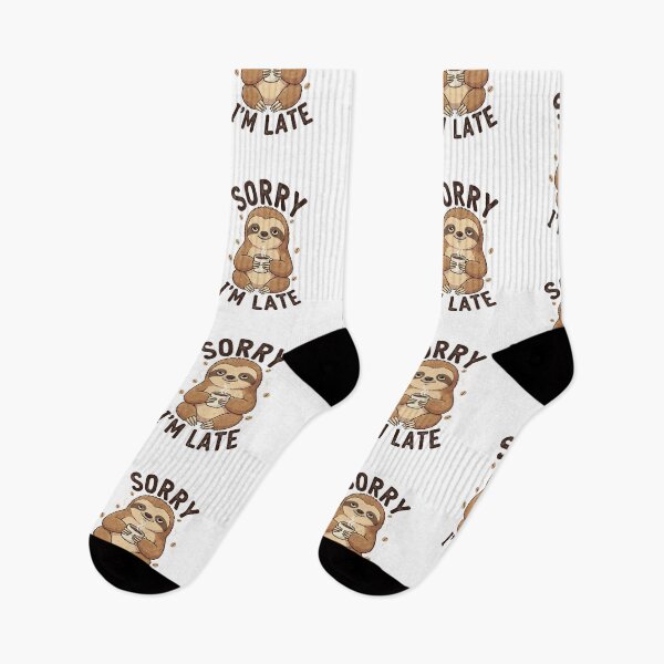 Item preview, Sloth drinking coffee with the phrase 'Sorry I'm late' designed and sold by LuloCreative.
