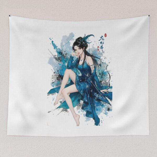 Item preview, Sagitarius Girl Godess Anime Japanese Chinese Korean Ink Water-splash Sumi-E Art Desing  designed and sold by blacksealstudio.