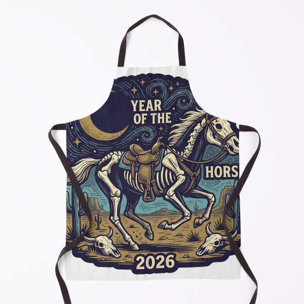 Item preview, Gothic Western Year of the Horse 2026 Celestial Stallion Retro Woodcut designed and sold by StickyGuys.