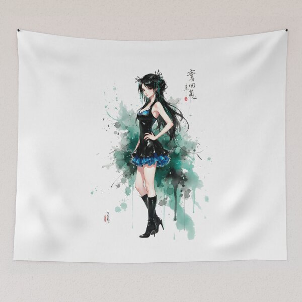 Item preview, Gothic Kpop Girl Anime Japanese Chinese Korean Ink Water-splash Sumi-E Art Desing  designed and sold by blacksealstudio.