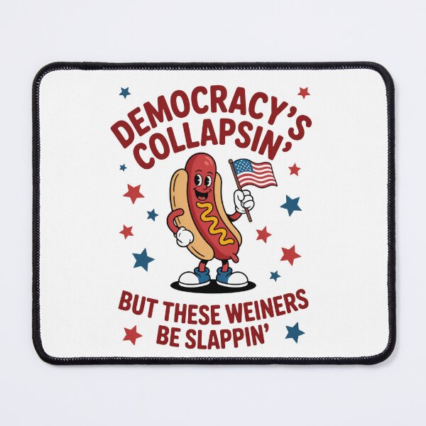 Item preview, Democracy’s Collapsin’ Satirical Hot Dog Political Illustration designed and sold by flagylART.