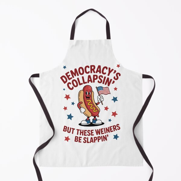 Item preview, Democracy’s Collapsin’ Satirical Hot Dog Political Illustration designed and sold by flagylART.