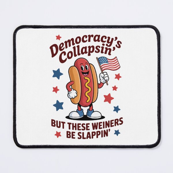 Item preview, Democracy’s Collapsin’ Satirical Hot Dog Political Illustration designed and sold by flagylART.