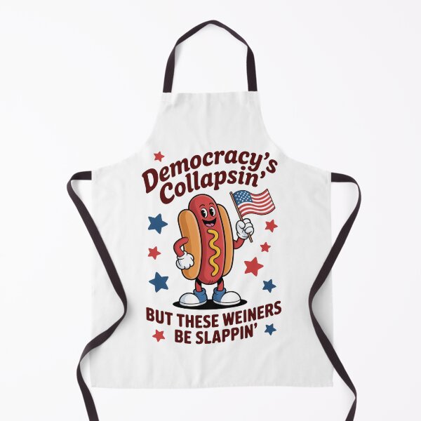 Item preview, Democracy’s Collapsin’ Satirical Hot Dog Political Illustration designed and sold by flagylART.