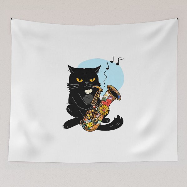 Item preview, Jazz Saxophone Black Cat Play Jazz Saxophone designed and sold by HaydenMillepied.