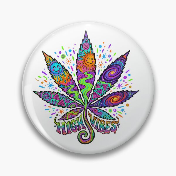 Item preview, Psychedelic Cannabis Leaf "High Vibes" - Trippy Neon Weed & 420 Stoner Sticker designed and sold by AliveStyle.
