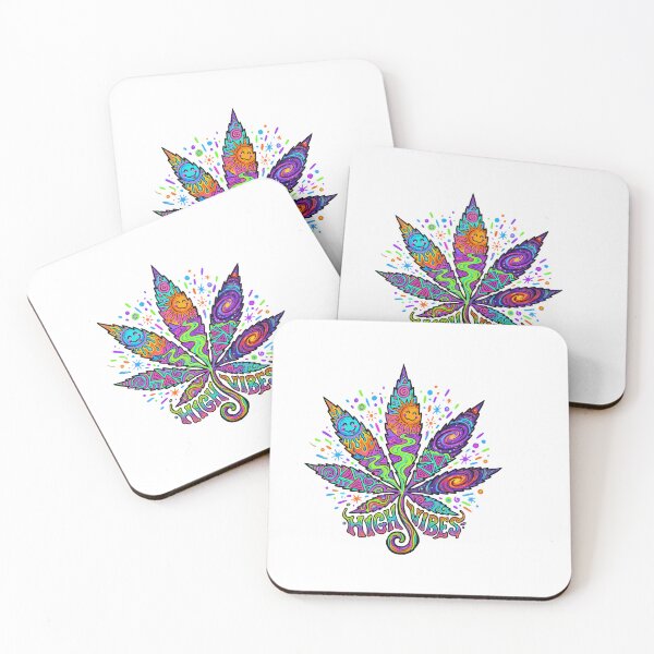 Item preview, Psychedelic Cannabis Leaf "High Vibes" - Trippy Neon Weed & 420 Stoner Sticker designed and sold by AliveStyle.