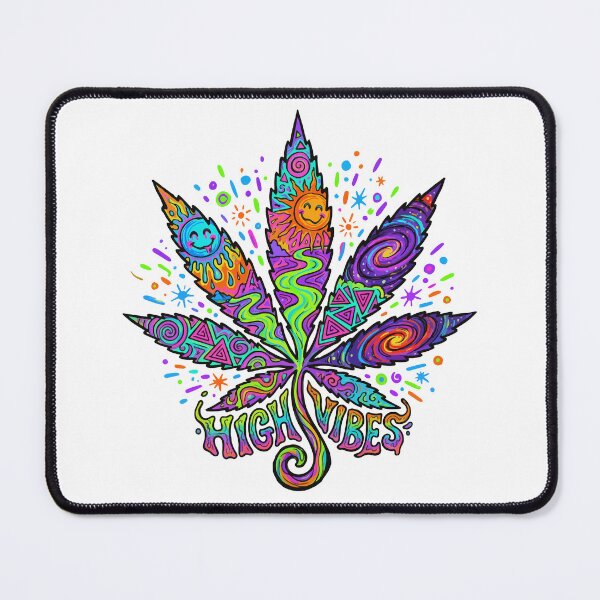 Item preview, Psychedelic Cannabis Leaf "High Vibes" - Trippy Neon Weed & 420 Stoner Sticker designed and sold by AliveStyle.