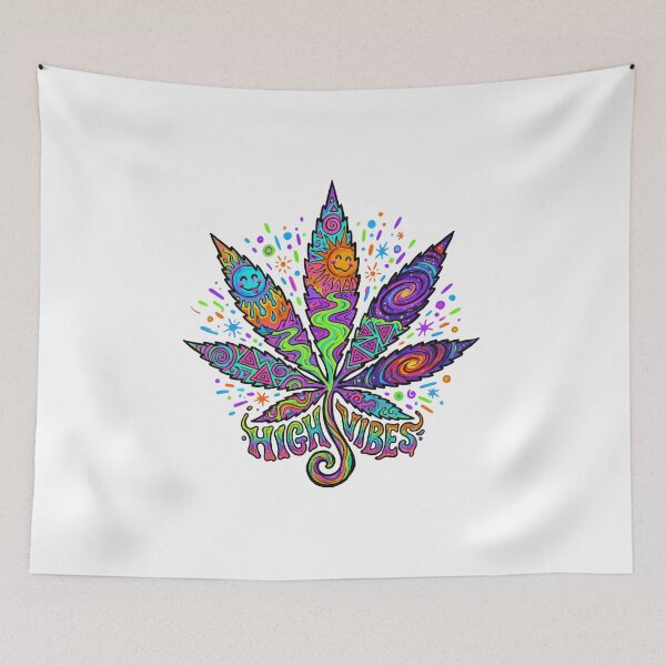 Item preview, Psychedelic Cannabis Leaf "High Vibes" - Trippy Neon Weed & 420 Stoner Sticker designed and sold by AliveStyle.