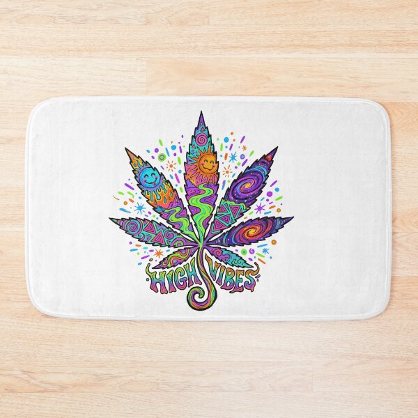 Item preview, Psychedelic Cannabis Leaf "High Vibes" - Trippy Neon Weed & 420 Stoner Sticker designed and sold by AliveStyle.