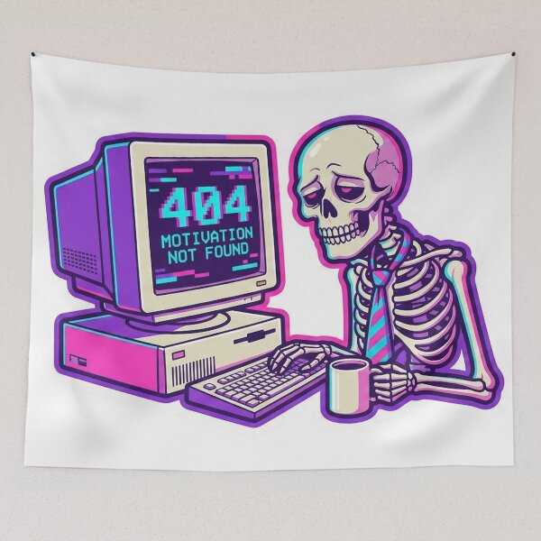 Item preview, Retro 90s Skeleton Computer 404 Error Vaporwave Aesthetic Glitch Art designed and sold by StickyGuys.