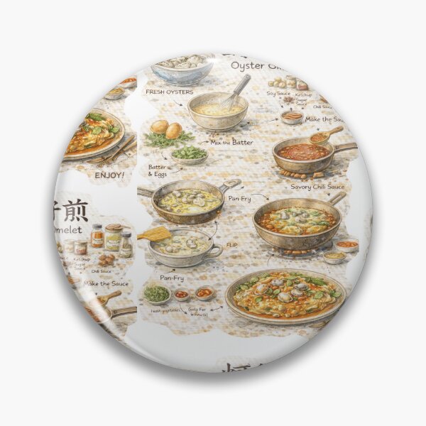 Item preview, 蚵仔煎 Oyster Omelet Illustrated Recipe Poster | Taiwanese Street Food Diagram | Hand-Drawn Culinary Art Print designed and sold by fishnsteve.
