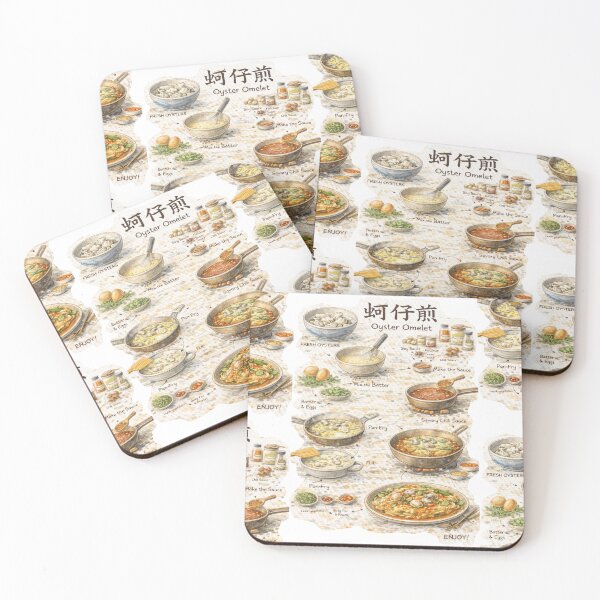 Item preview, 蚵仔煎 Oyster Omelet Illustrated Recipe Poster | Taiwanese Street Food Diagram | Hand-Drawn Culinary Art Print designed and sold by fishnsteve.