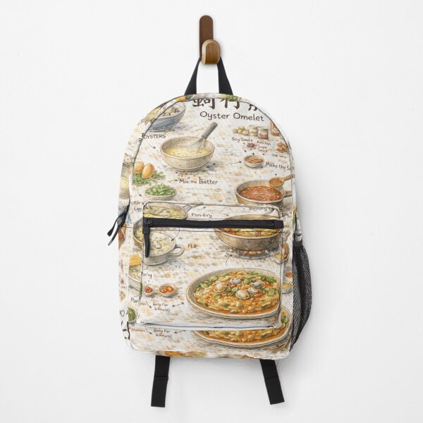 Item preview, 蚵仔煎 Oyster Omelet Illustrated Recipe Poster | Taiwanese Street Food Diagram | Hand-Drawn Culinary Art Print designed and sold by fishnsteve.
