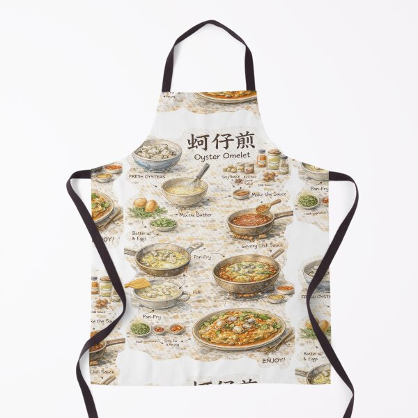 Item preview, 蚵仔煎 Oyster Omelet Illustrated Recipe Poster | Taiwanese Street Food Diagram | Hand-Drawn Culinary Art Print designed and sold by fishnsteve.