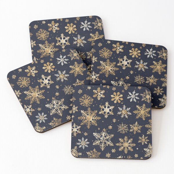 Item preview, Elegant Gold and Silver Snowflake Winter Pattern designed and sold by LakLuxe studio .