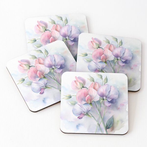 Item preview, Watercolor Sweet Pea Flowers designed and sold by AntiqueWhiteArt.