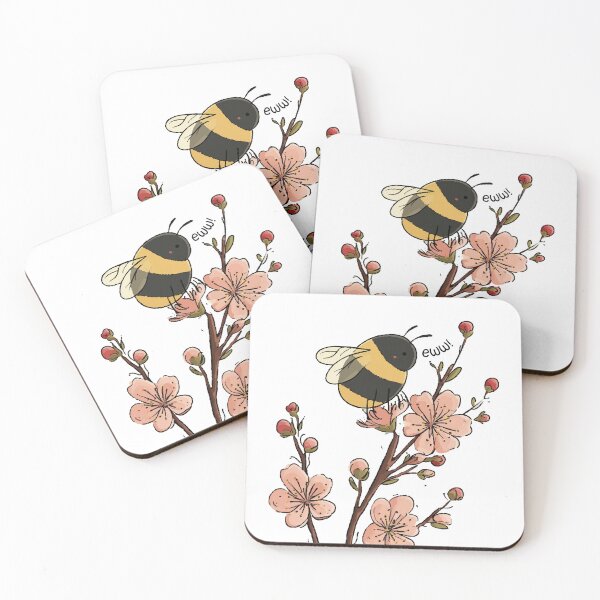 Item preview, Bee on cherry blossoms – Botanical illustration with a nature motif designed and sold by idgafstudio.ch.