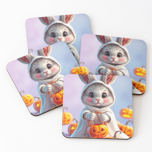 Item preview, Cute Bunny in Ghost Costume with Pumpkins – Cozy Fall Tee designed and sold by ArmaanArts.