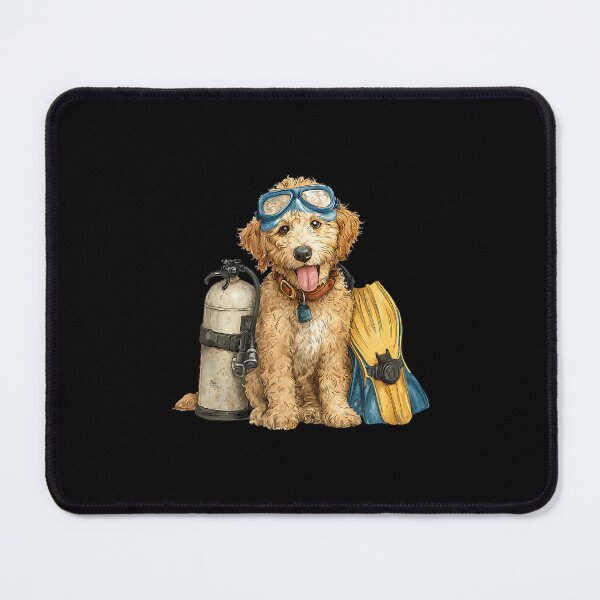 Item preview, Funny Golden Doodle Puppy In Scuba Diving Gear designed and sold by godzillabro.