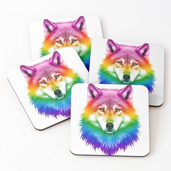 Item preview, Vibrant Rainbow Wolf – Colorful Majestic Animal Art Illustration designed and sold by RBToper.