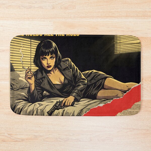 Item preview, Midnight Gambit Noir Poster Inspired by Pulp Fiction Movie Poster , Retro Femme Fatale Smoking Gun Crime Art Print designed and sold by AbstractAuraArt.