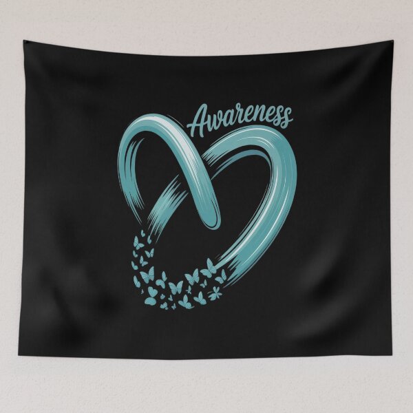 Item preview, PCOS Awareness Polycystic Ovary Syndrome Heart Ribbon Teal designed and sold by HORIZBoutique.