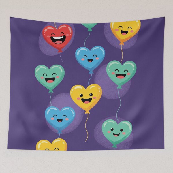 Item preview, One piece hearts Cute Kawaii Heart Balloons Pattern designed and sold by LUCKYHAPPYFINDS.