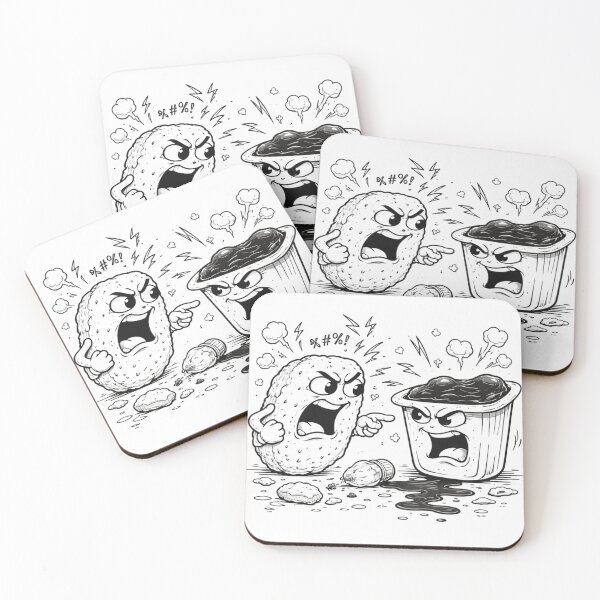 Item preview, Angry Snack vs Dipping Sauce – Funny Food Fight Line Art** designed and sold by ComedyInkFactor.