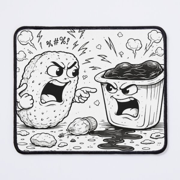 Item preview, Angry Snack vs Dipping Sauce – Funny Food Fight Line Art** designed and sold by ComedyInkFactor.