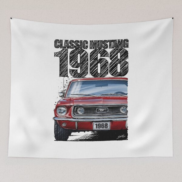 Item preview, 1968 Ford Mustang Red Front View Illustration – Classic Muscle Car Art designed and sold by Petrolhead T-Shirts and Art.