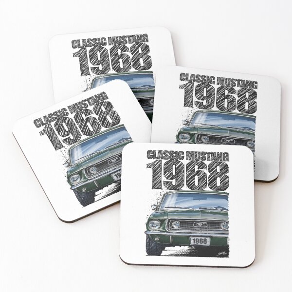 Item preview, 1968 Ford Mustang Dark Green Front View Illustration – Classic Muscle Car Art designed and sold by Petrolhead T-Shirts and Art.