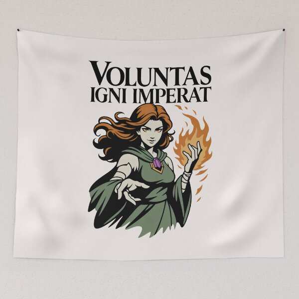 Item preview, Voluntas Igni Imperat Fantasy Fire Witch Sorceress Magic Art designed and sold by SplashTastic.