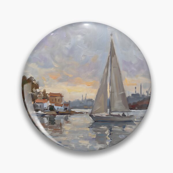 Item preview, Impressionist Sailboat Sunset Harbor Poster, Monet Style Yacht Golden Hour Waterscape, Coastal Seascape Wall Art Print Nautical Decor designed and sold by AbstractAuraArt.