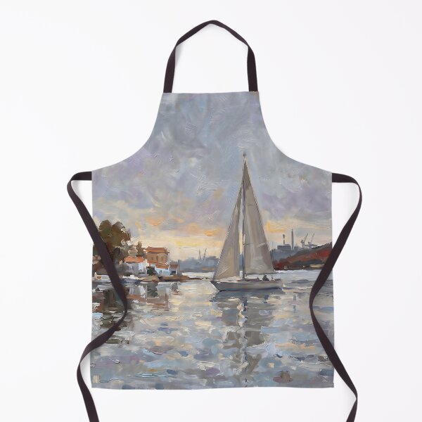 Item preview, Impressionist Sailboat Sunset Harbor Poster, Monet Style Yacht Golden Hour Waterscape, Coastal Seascape Wall Art Print Nautical Decor designed and sold by AbstractAuraArt.