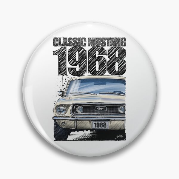 Item preview, 1968 Ford Mustang Wimbleton White Front View Illustration – Classic Muscle Car Art designed and sold by Petrolhead T-Shirts and Art.